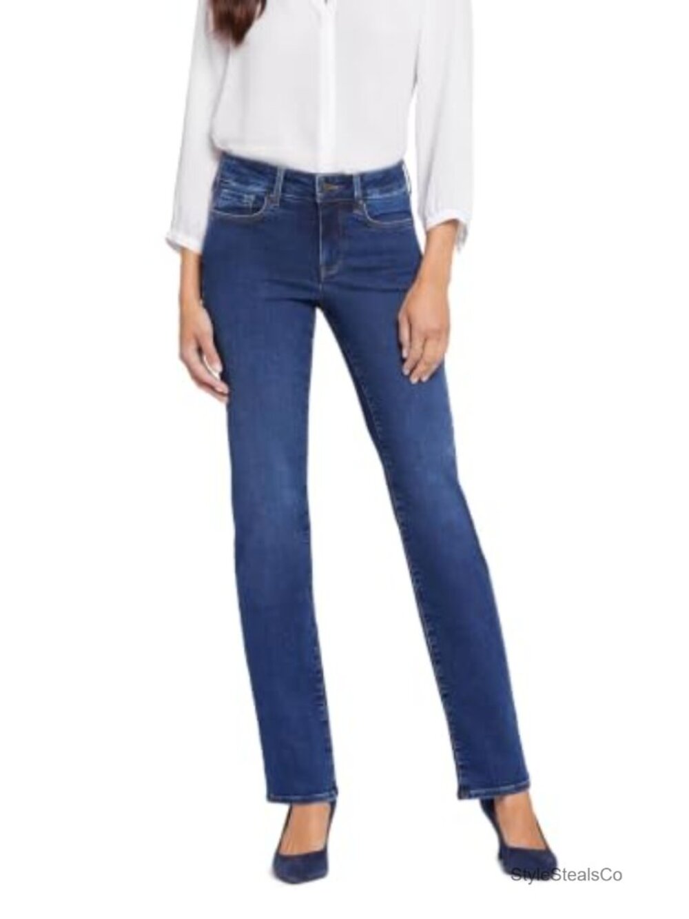 Petite Marilyn Straight Leg Jeans Mid Rise Lift Tuck Stretch Denim